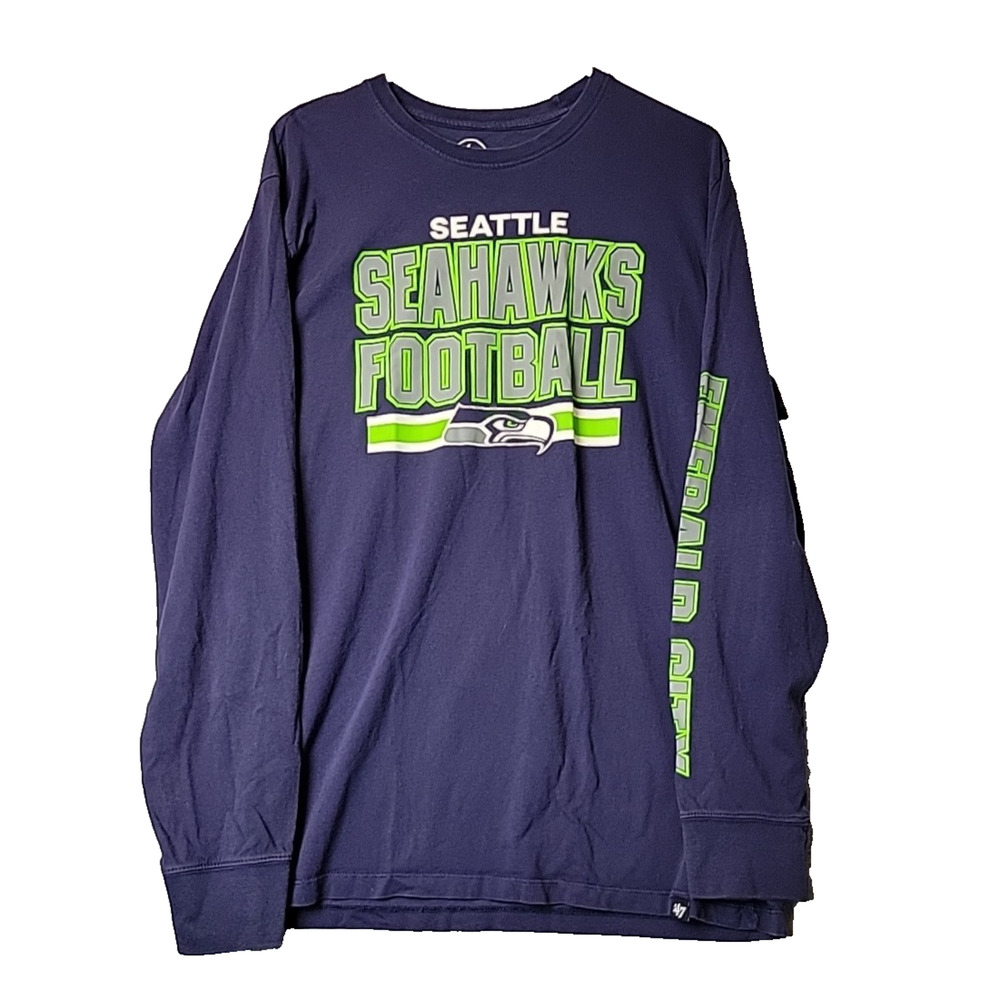 '47 Seattle Seahawks NFL Football 100% Cotton Blue LS Tee Shirt Men's XL